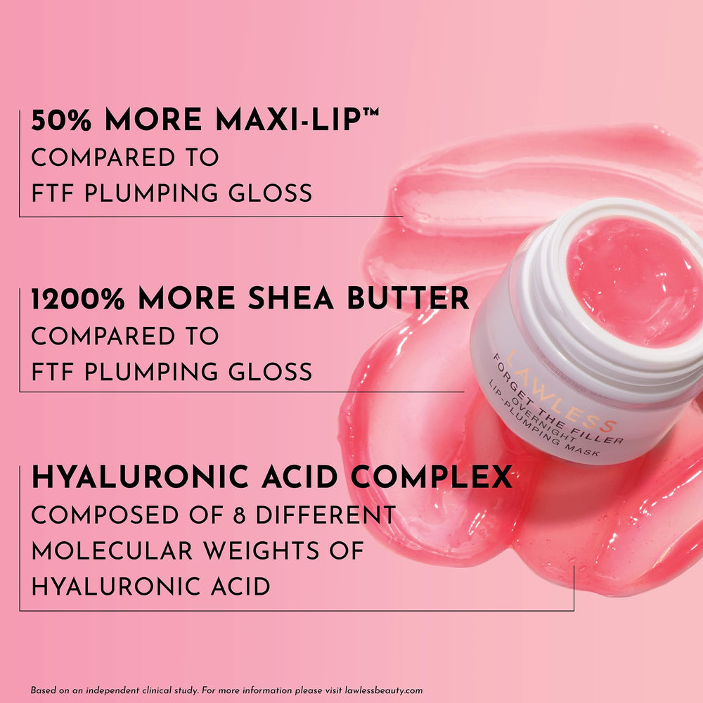 Lawless Forget the Filler Lip Mask hyaluronic-acid matrix highlights deep hydration.