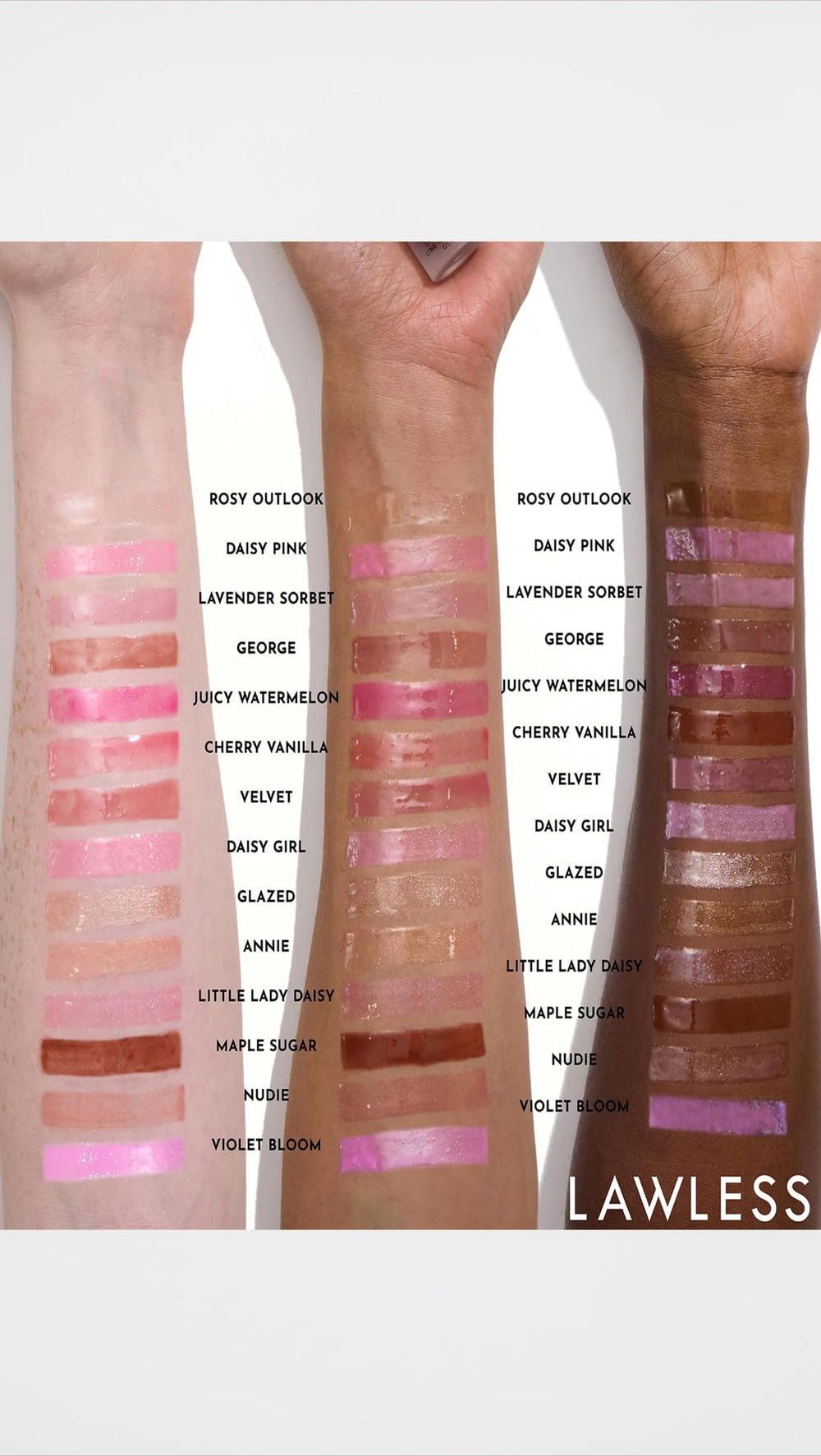 Lawless Forget the Filler Daisy Pink on-the-go usage visuals suggest quick shimmer touchups