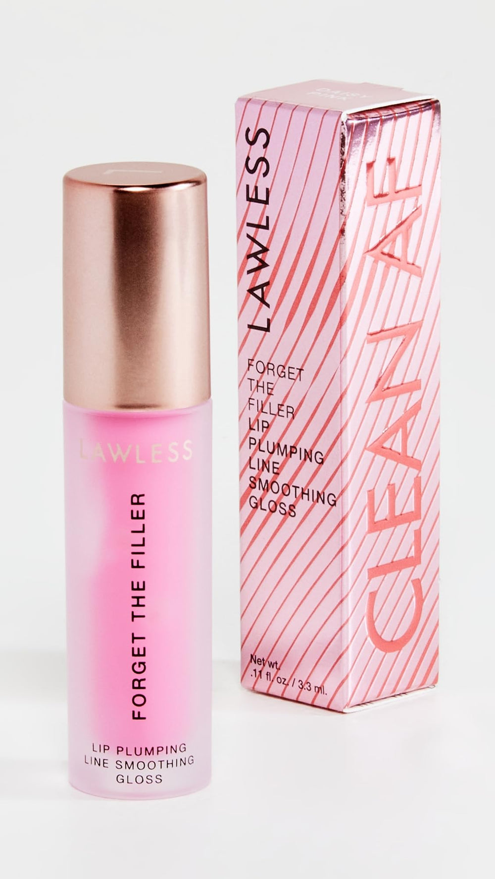 Lawless Forget the Filler Daisy Pink packaging emphasizes vegan and cruelty free values