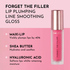 Lawless Forget The Filler lip plumper line gloss glossy finish highlights glass-like shine and hydration