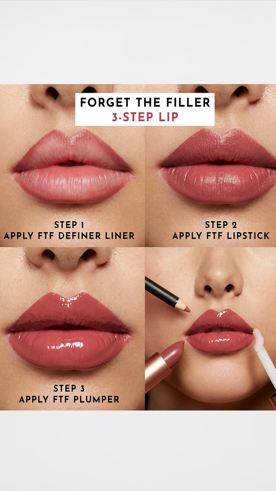 Lawless Forget the Filler final look paired with gloss for shine and hydration.