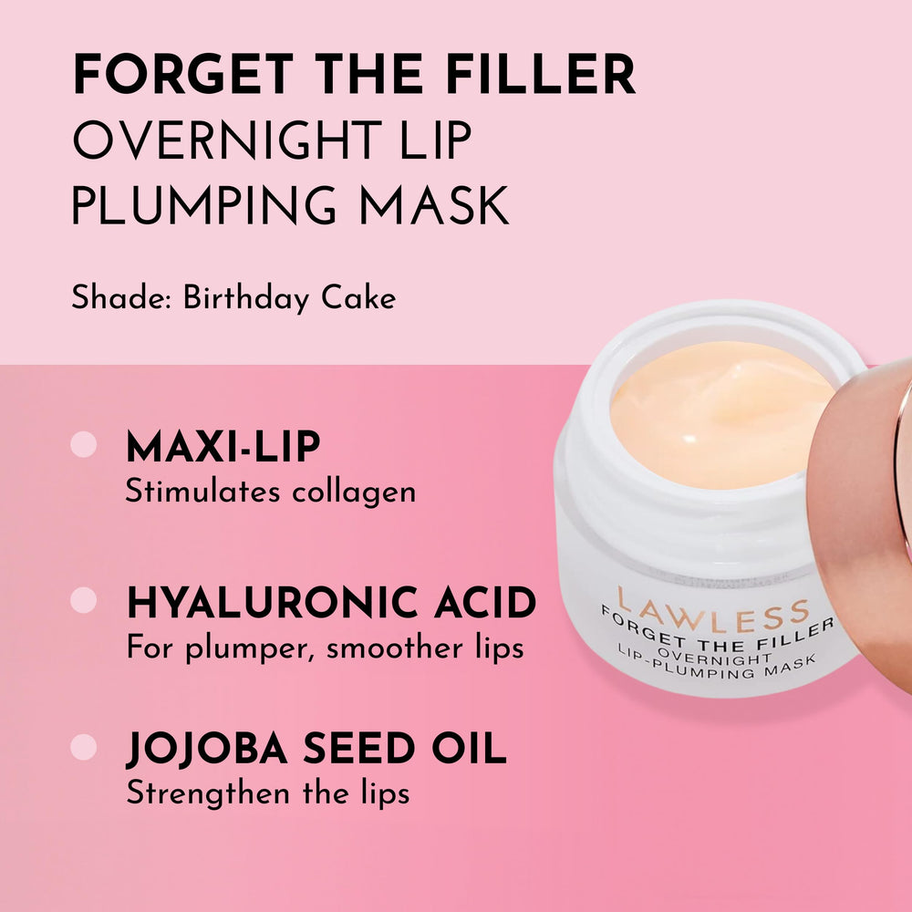 Lawless Forget The Filler Overnight Lip Mask swatch demonstrates creamy moisture on lips