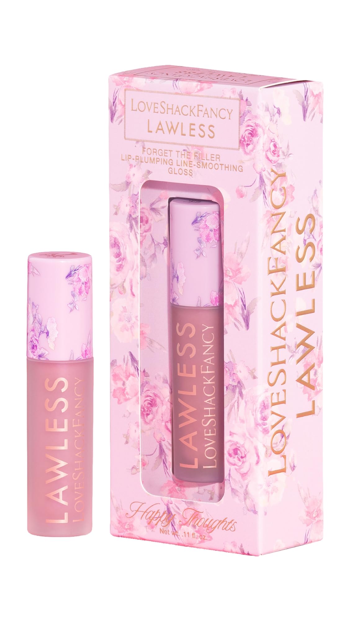 Lawless Forget The Filler gloss in Happy Thoughts pink adds radiant shine and hydration.