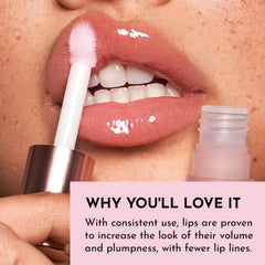 LAWLESS Mini Rosy Outlook on lips showcases glass-like shine with lightweight plumping.