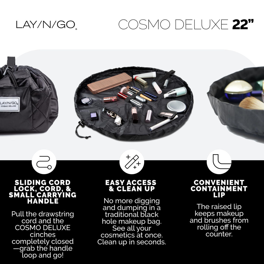 Lay-n-Go Cosmo brush-loops hold brushes neatly for on-the-go makeup routines.