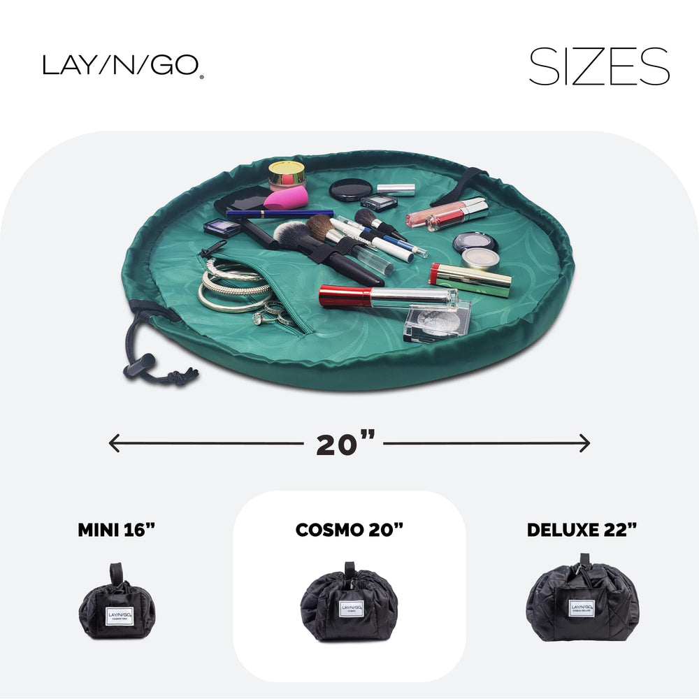 Lay-n-Go Cosmo lay-flat open for quick access and cleanup