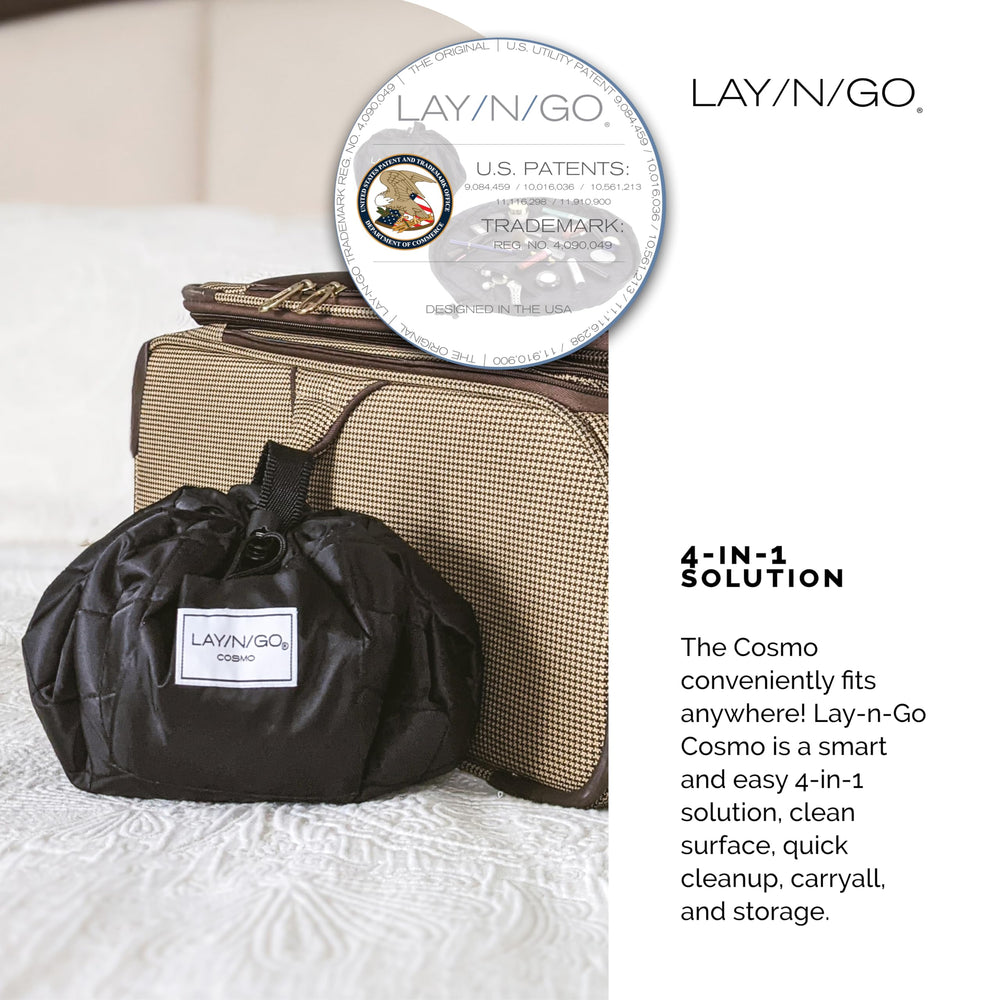 Lay-n-Go Cosmo machine-washable material simplifies cleaning after trips