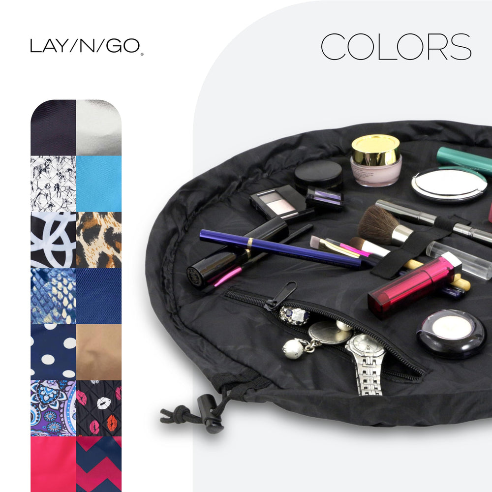 Lay-n-Go Cosmo travel-organization-ease supports tidy vanity in transit