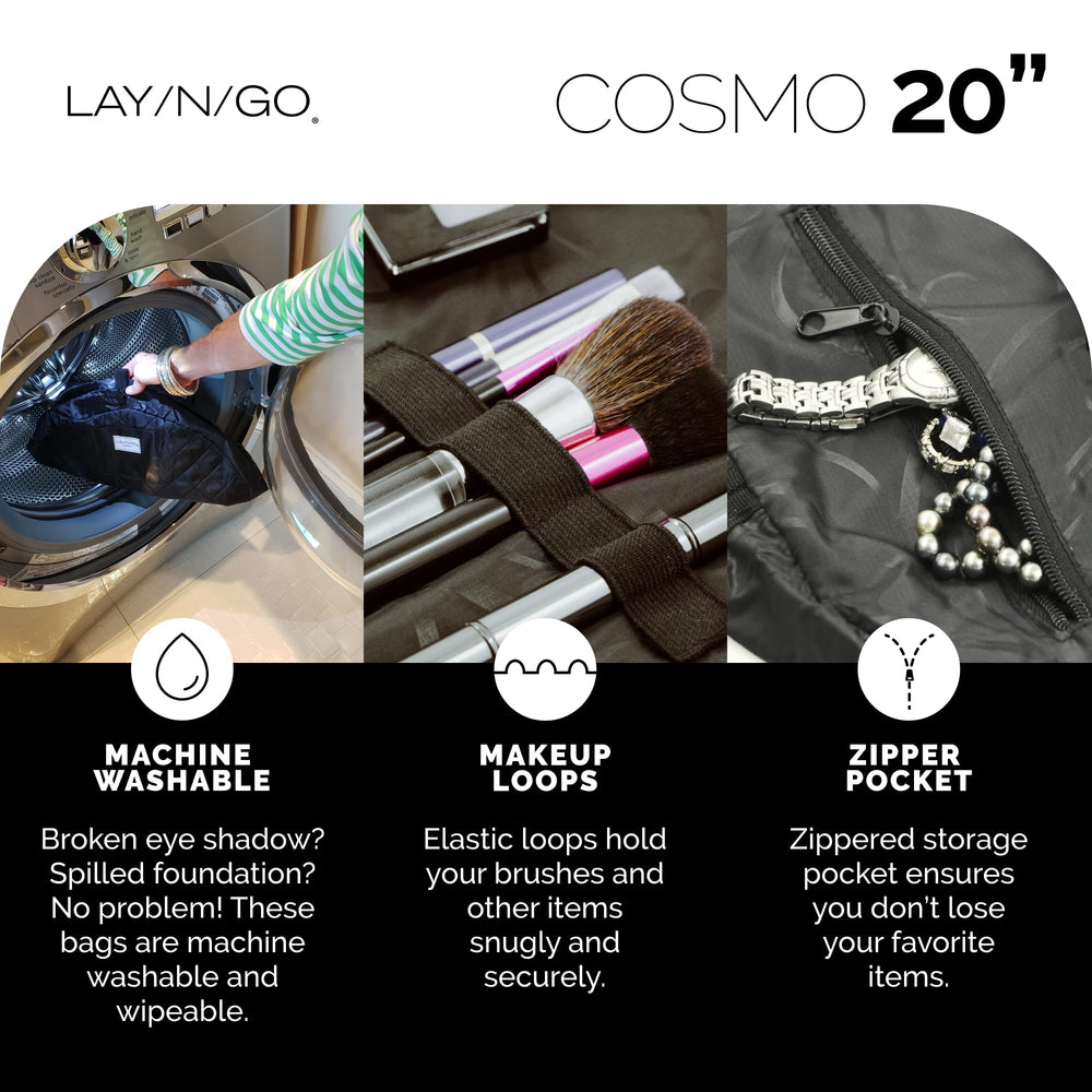 Lay-n-Go Cosmo water-resistant fabric cleans easily after spills