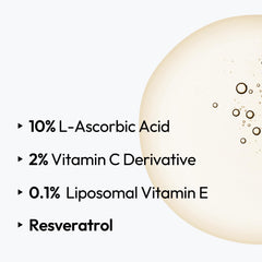 LAYERLAB 10% Vitamin C serum ingredients highlight with vitamin E.