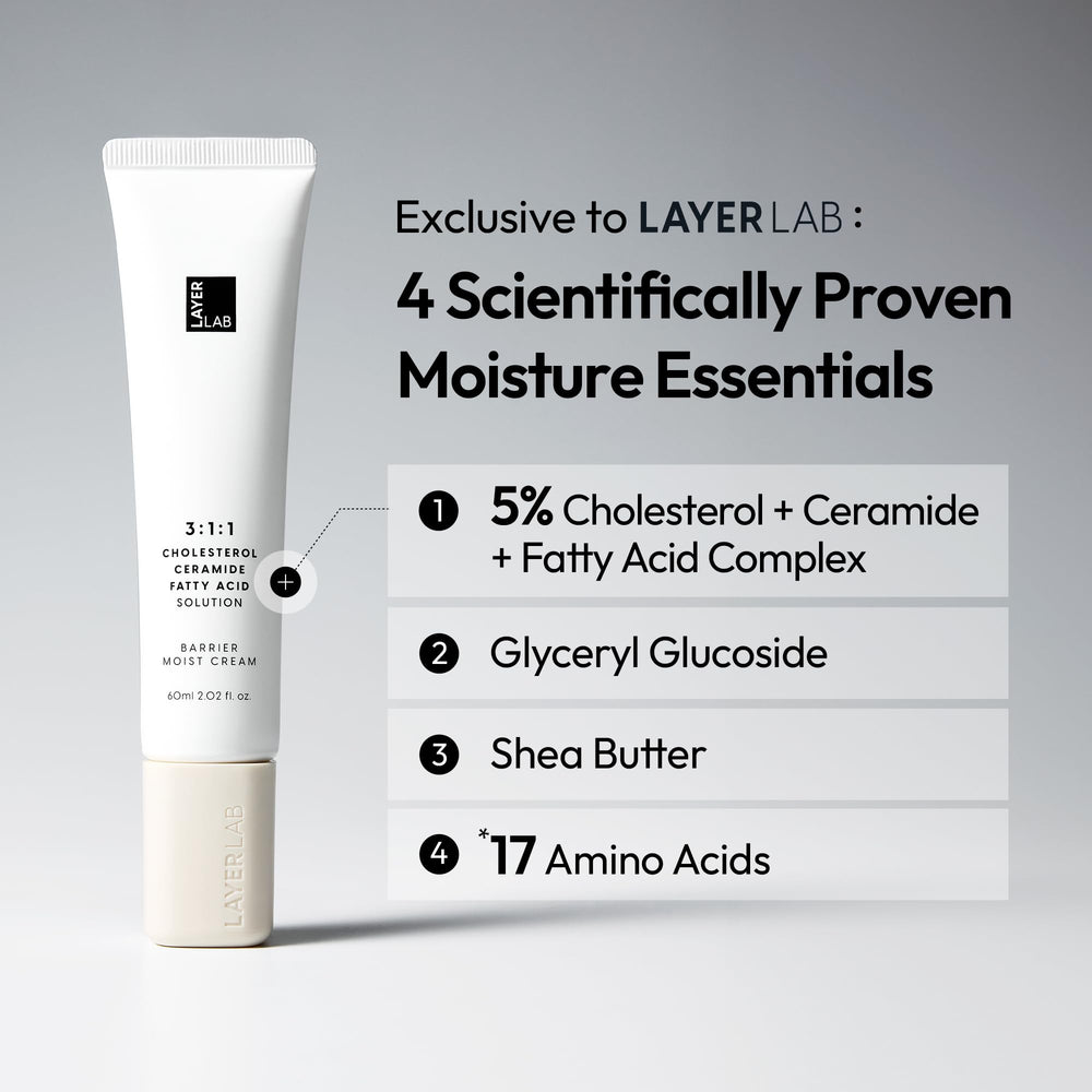 Elegant packaging close-up of LAYERLAB Barrier Moist Cream tube