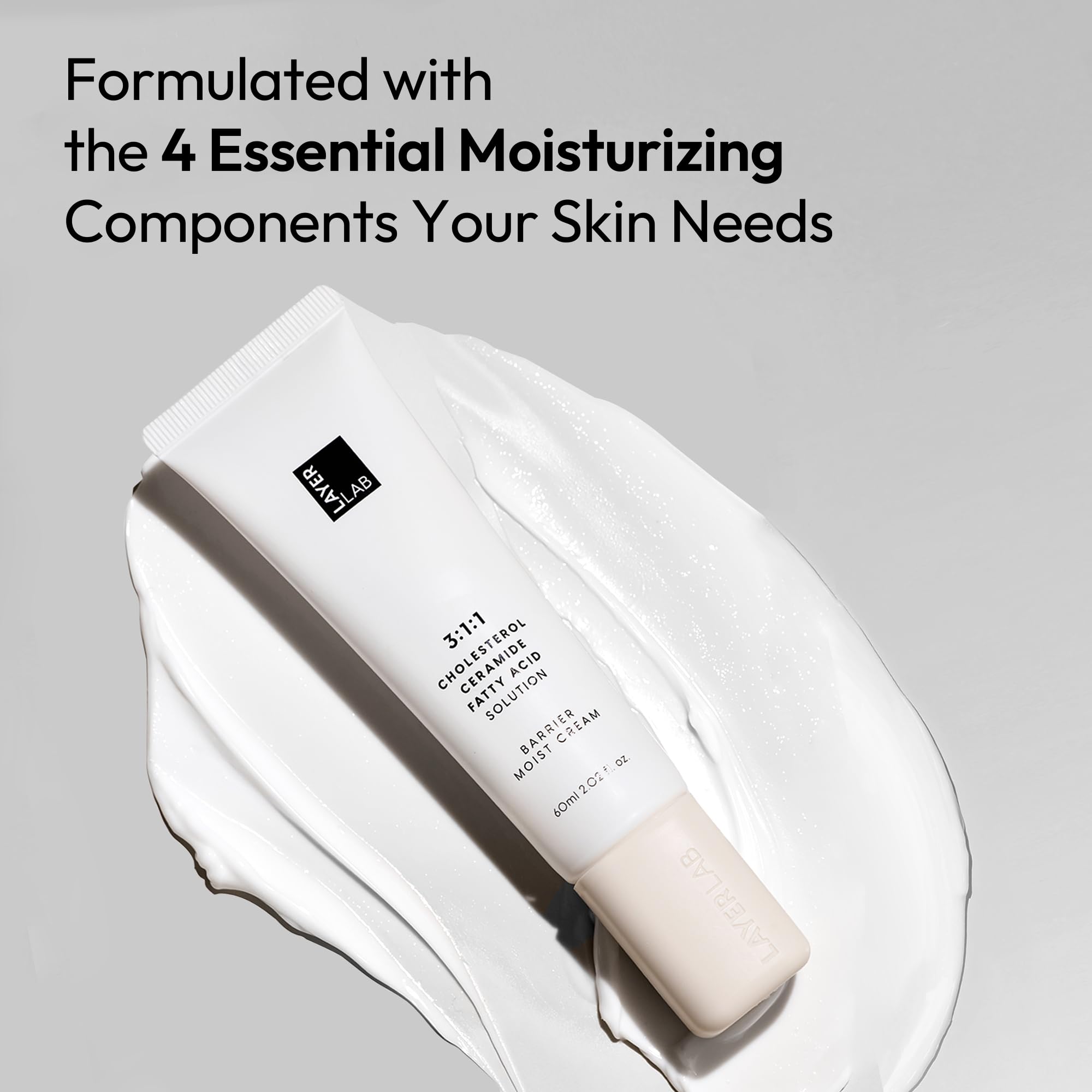 Texture swatch demonstrates rich yet non-greasy cream for quick absorption