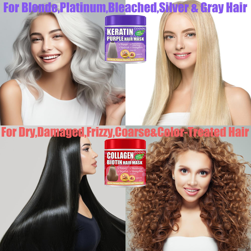 Layhomo Purple Mask after-use shine on bleached hair.