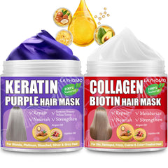 Layhomo Keratin Purple Hair Mask jar for softer, more moisturized hair.
