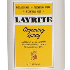 Layrite Grooming Spray frizz-control close-up for smoother, more manageable hair.