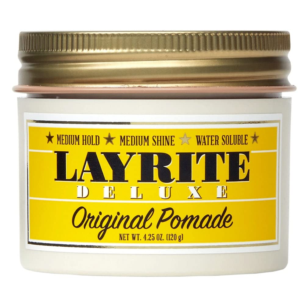 Layrite Original Pomade jar-front view showing classic packaging for reliable hold