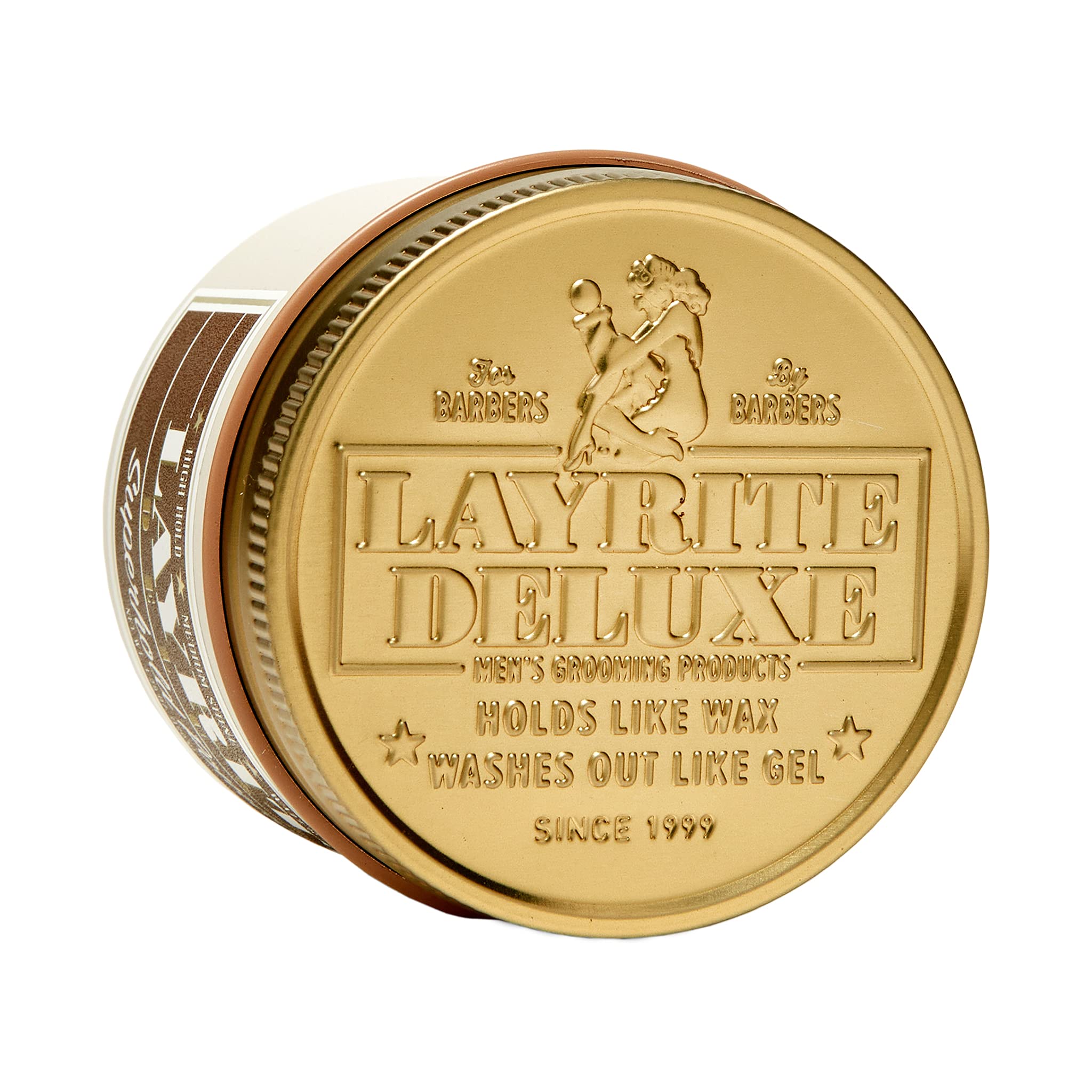 Layrite Superhold Pomade Orange packaging front communicates premium barber-grade results