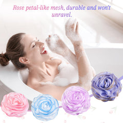 LAYUKI bath loofah set 4-pieces enables versatile gifts and shared routines