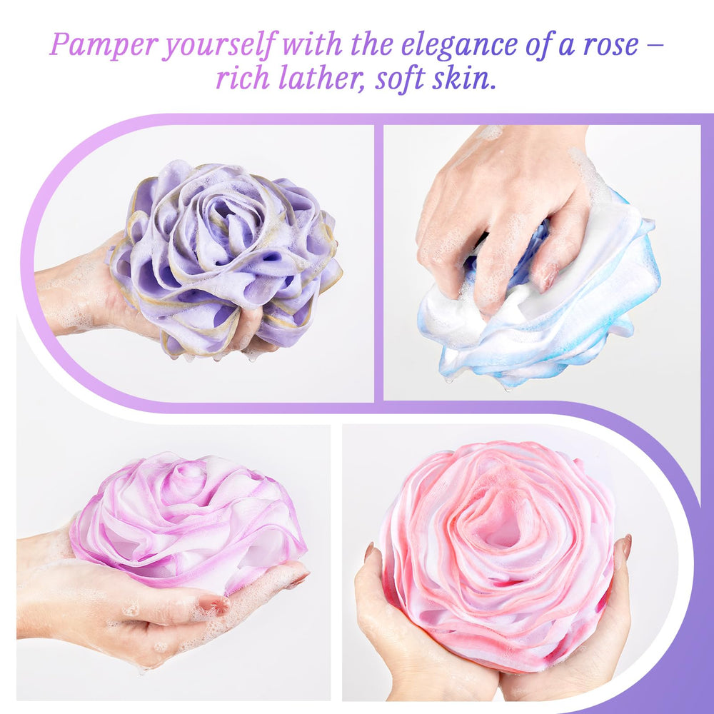 LAYUKI loofah-in-hand demonstrates ergonomic grip for comfortable body cleansing
