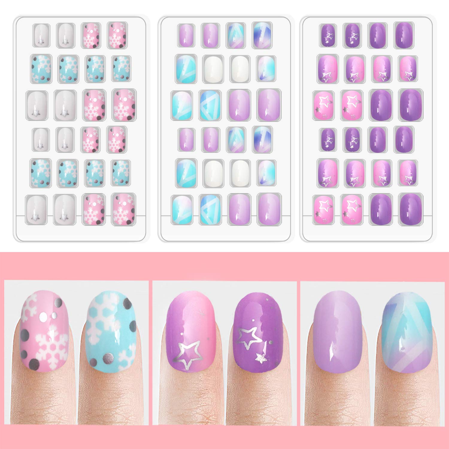 Laza 24 sizes numbered nails fit most kids fingers for precise DIY mani