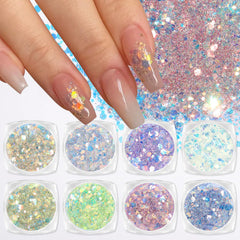 Laza 8 Colors nail art glitter jars iridescent sparkle for nails.