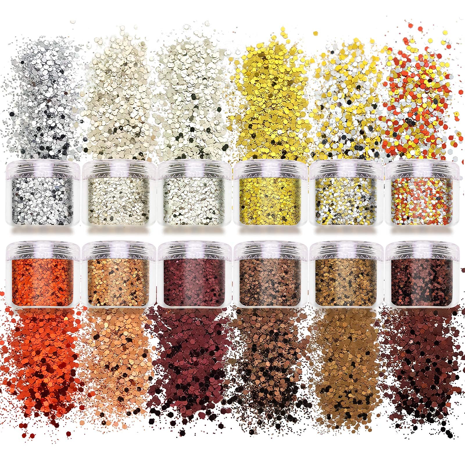 Laza Autumn Nail Glitter as makeup accents for face or eyes
