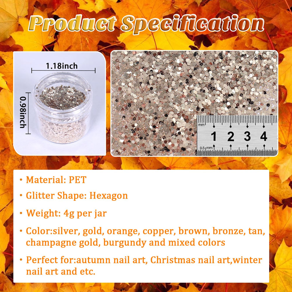 Laza Autumn Nail Glitter retro copper flake closeup highlights iridescent sparkle
