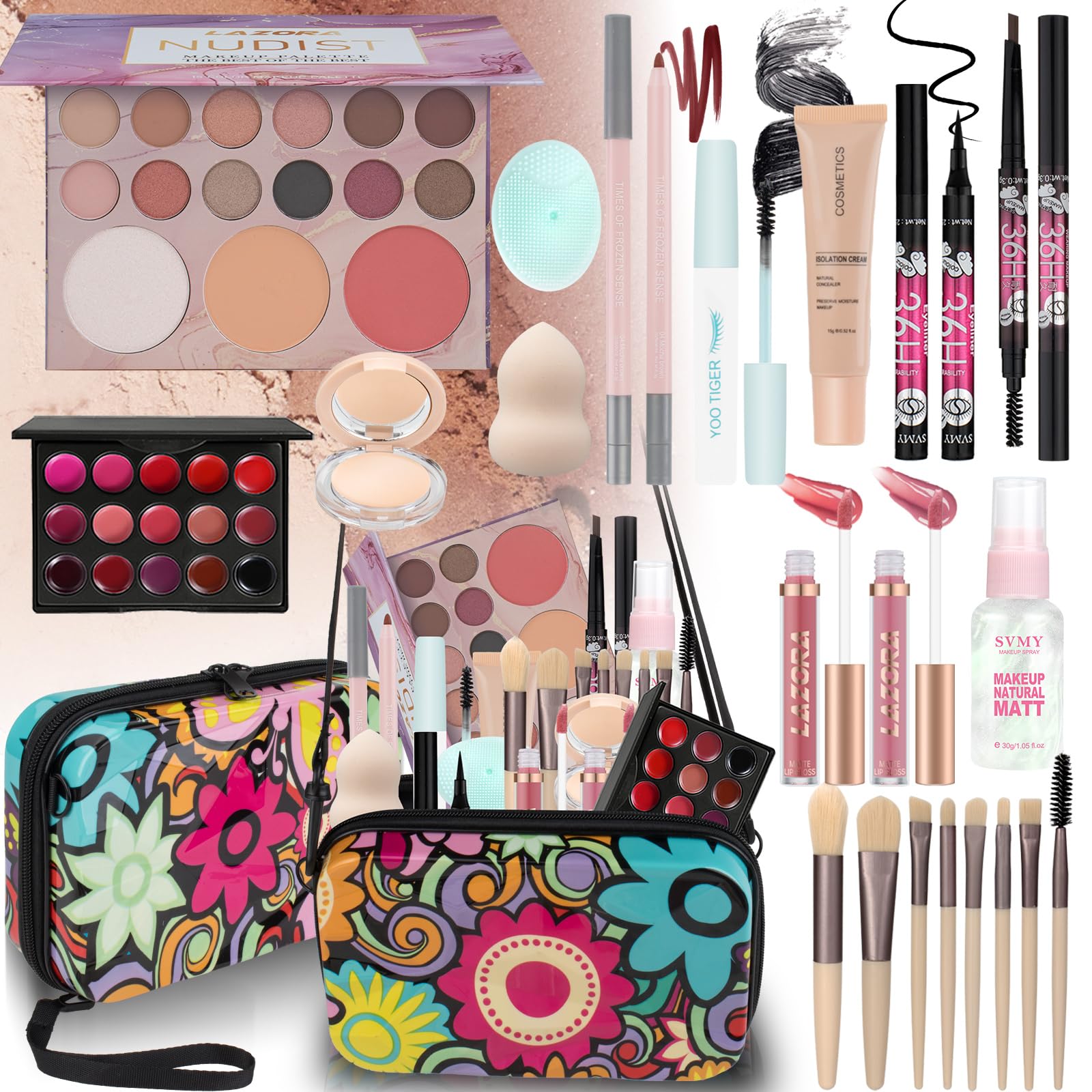 LAZORA makeup kit cover image shows an all in one teen beauty set