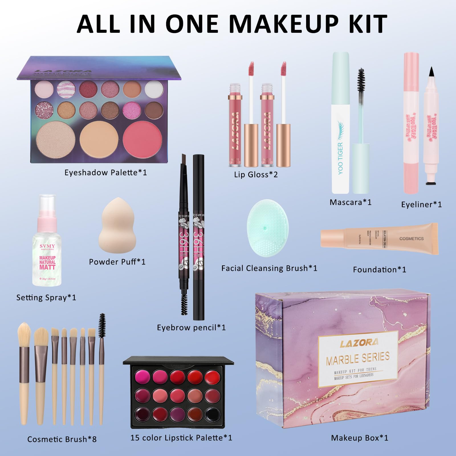 LAZORA makeup kit foundation for even coverage and natural look