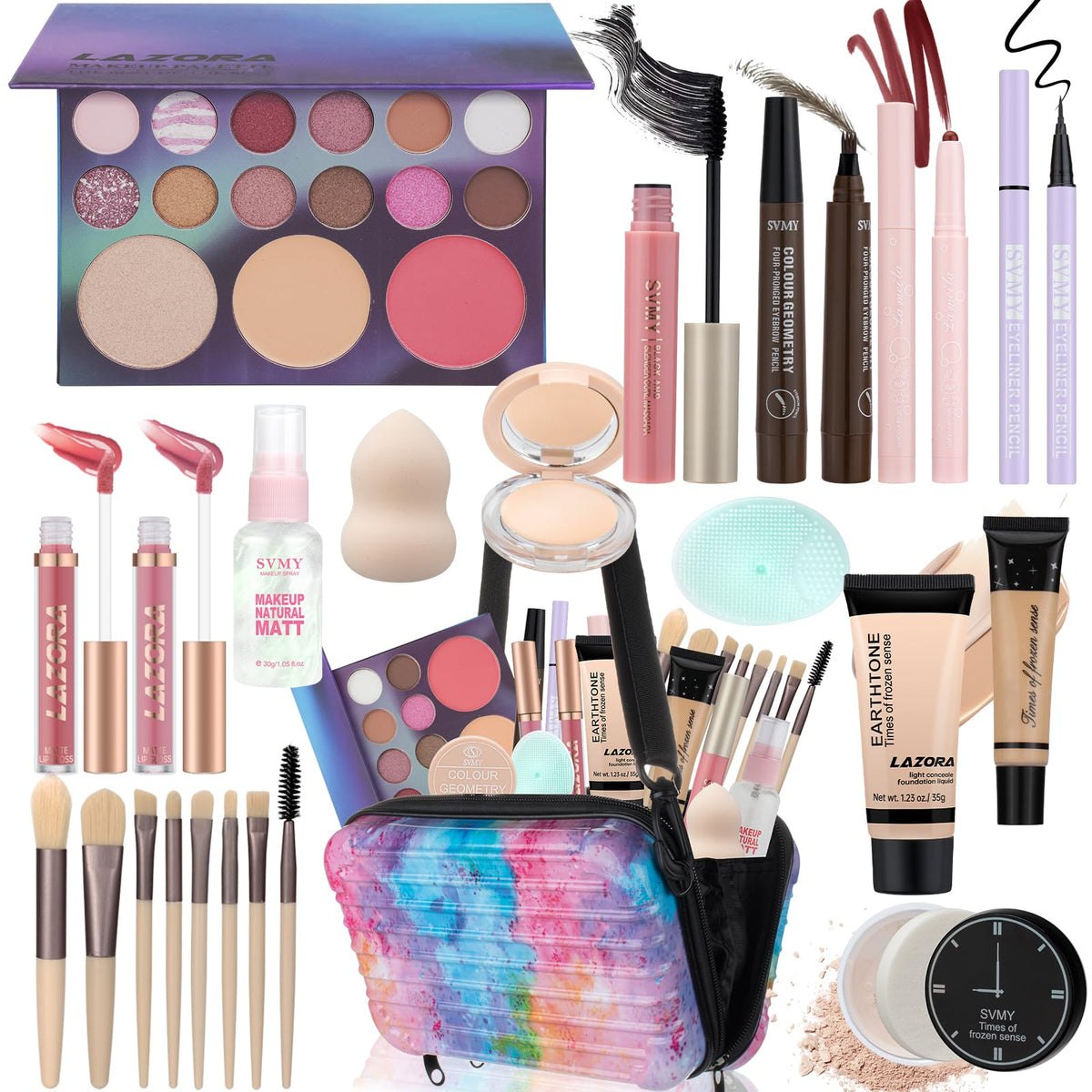 LAZORA makeup set all-in-one kit: complete on-the-go kit for daily glam
