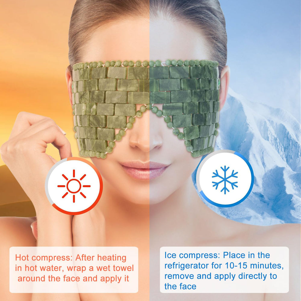 LazyGa Jade Eye Mask in use during meditation for stress-relief relaxation.