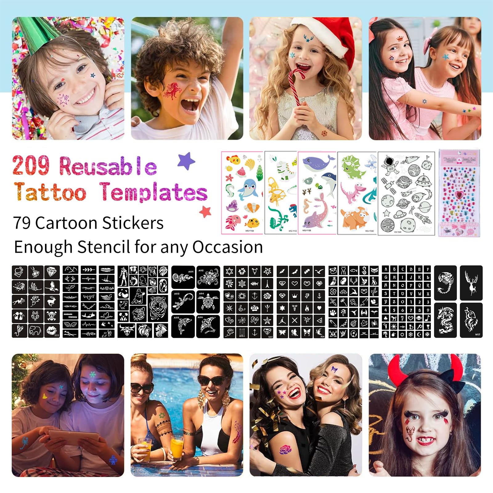 LCDGTJ stencil selection of 209 designs enables detailed tattoos