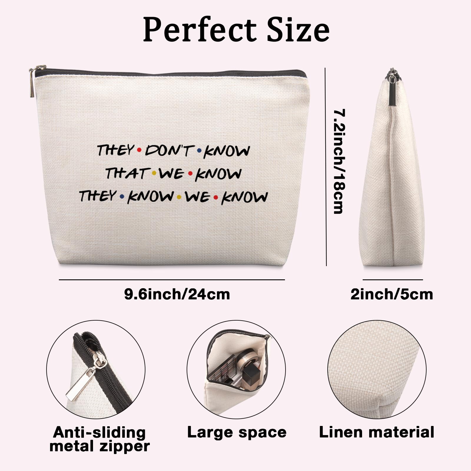 Lcoanriut Friends cosmetic bag in hand, portable travel organizer.