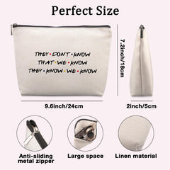 Lcoanriut Friends cosmetic bag in hand, portable travel organizer.