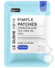LE GUSHE pimple patches on skin close-up showing discreet coverage for blemishes