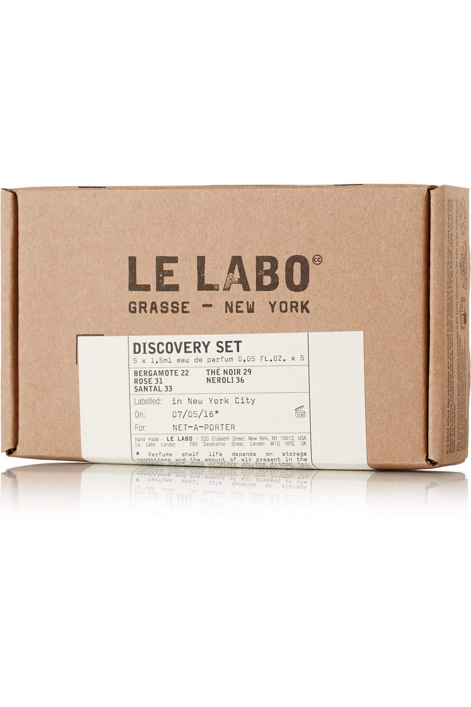Le Labo Discovery Set packaging closeup with sample vials for home fragrance testing