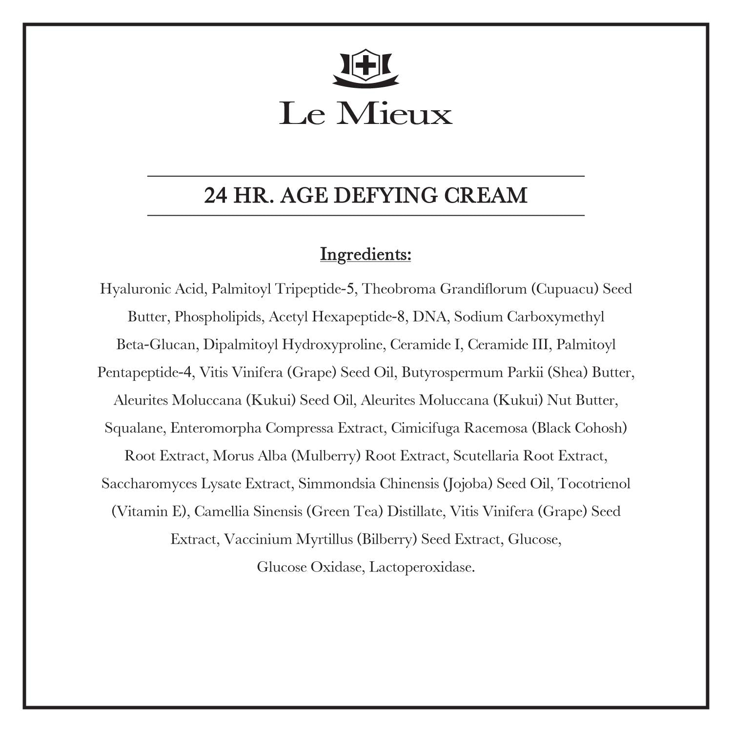 Le Mieux 24h crema, presentación elegante en frasco para tocador.
