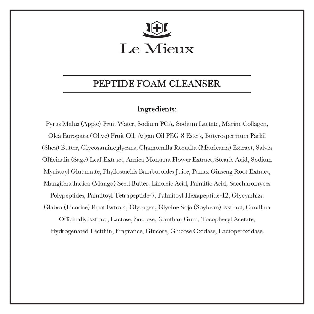 Le Mieux Peptide Foam Cleanser usage on face illustrates soothing, thorough cleansing.