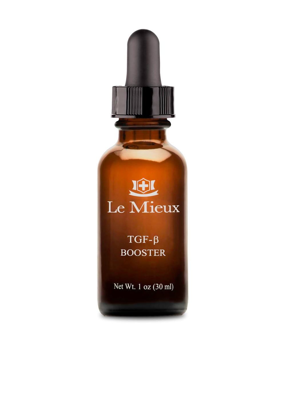 Le Mieux TGF-B Booster applied to the face showing a few drops for daily use.