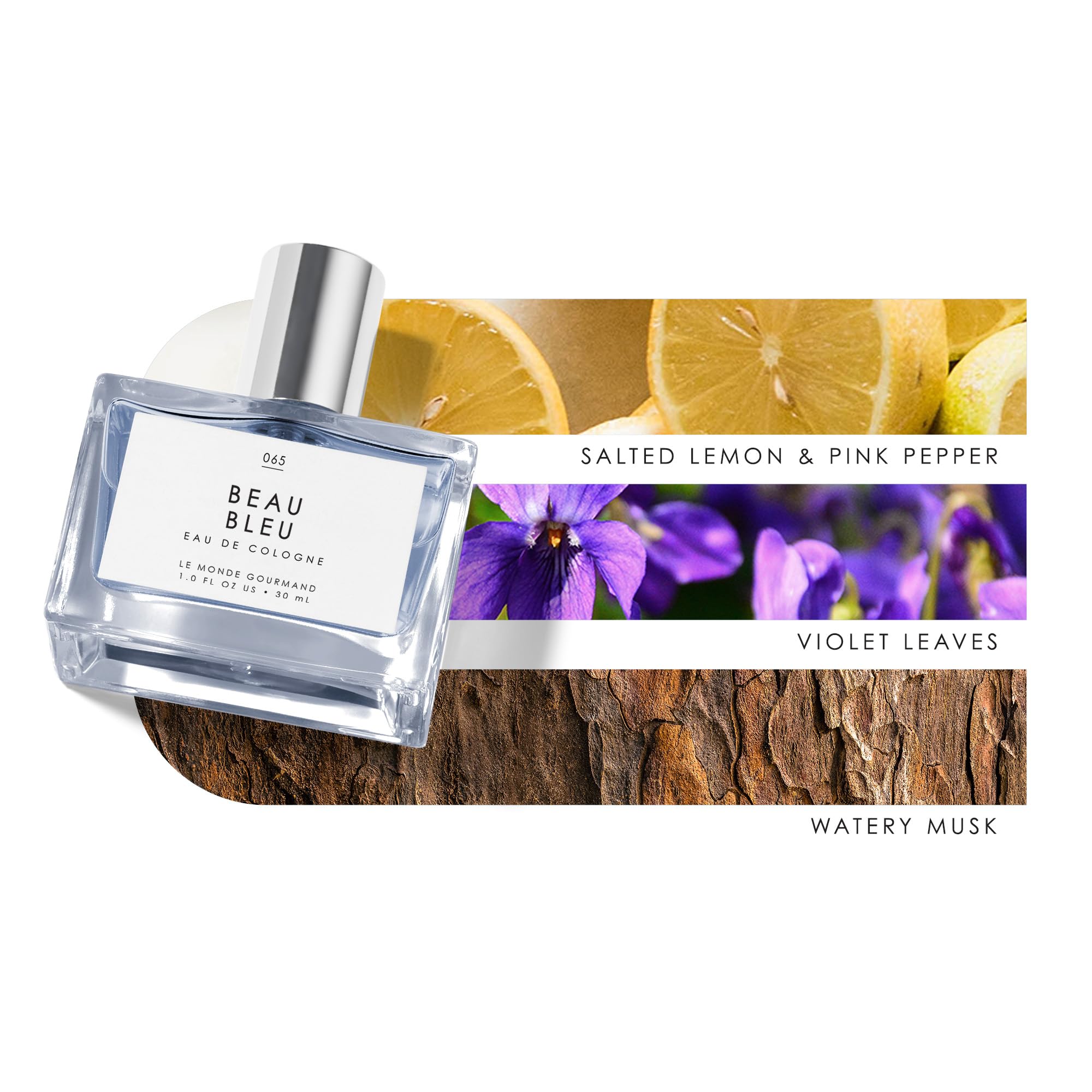 Beau Bleu highlights salted lemon and violet leaves for a bright profile