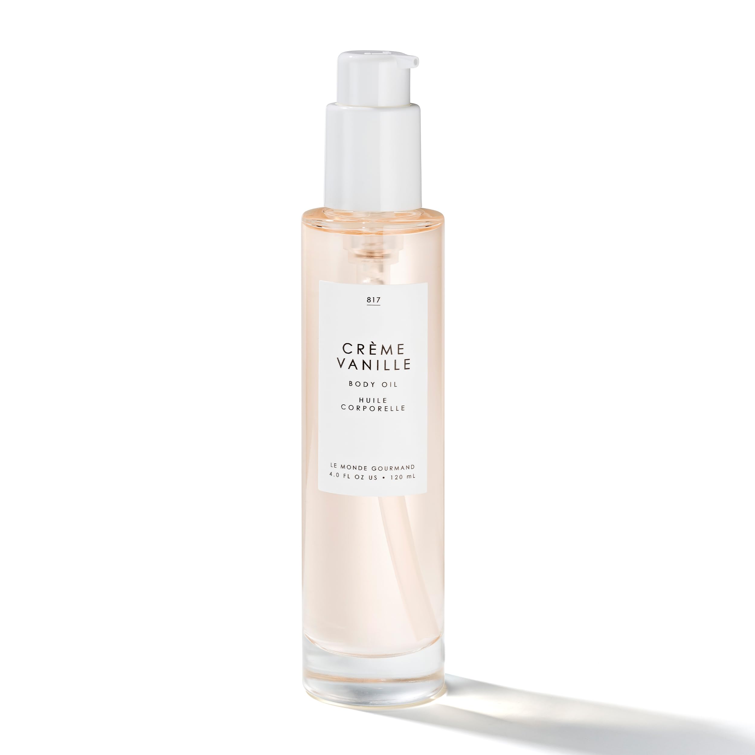 Le Monde Gourmand Crème Vanille Body Oil bottle pour delivers immediate hydration