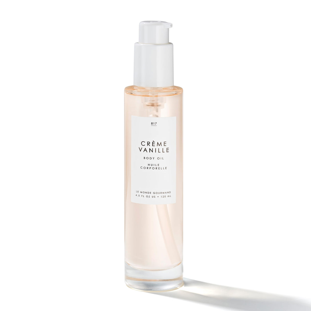 Le Monde Gourmand Crème Vanille Body Oil bottle pour delivers immediate hydration