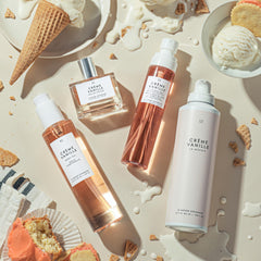 Le Monde Gourmand Crème Vanille Body Oil texture-application shows silky, nourishing feel