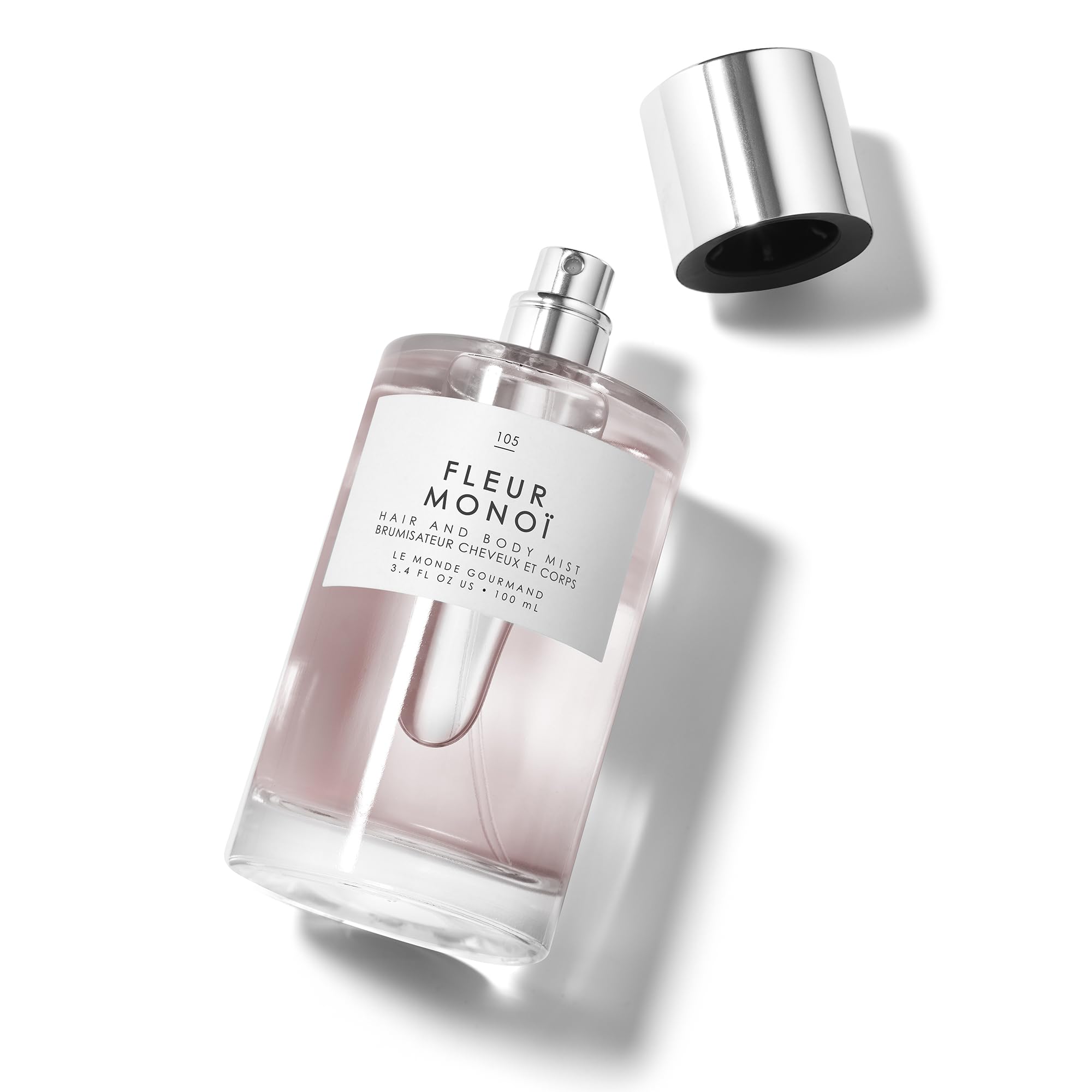 Le Monde Gourmand Fleur Monoï botella de 100 ml con fragancia floral y coco.