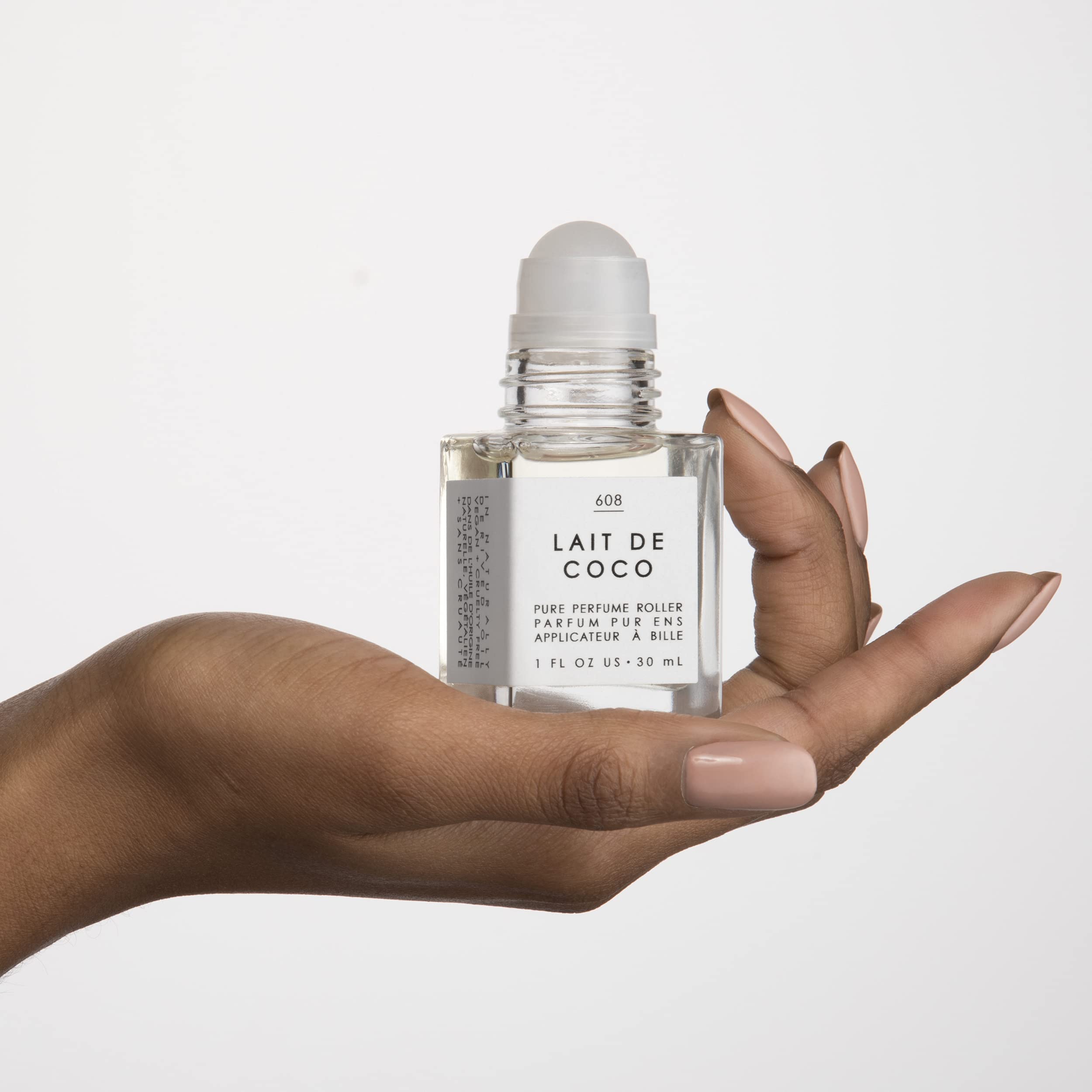 Wrist pulse point application demonstrates easy wear and subtle staying power of Lait de Coco.