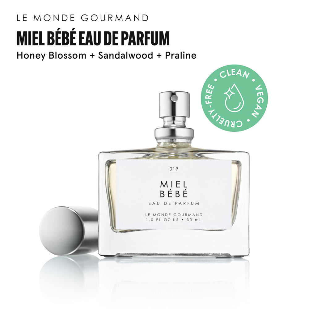 Le Monde Gourmand Miel Bébé on pulse points for lasting fragrance.