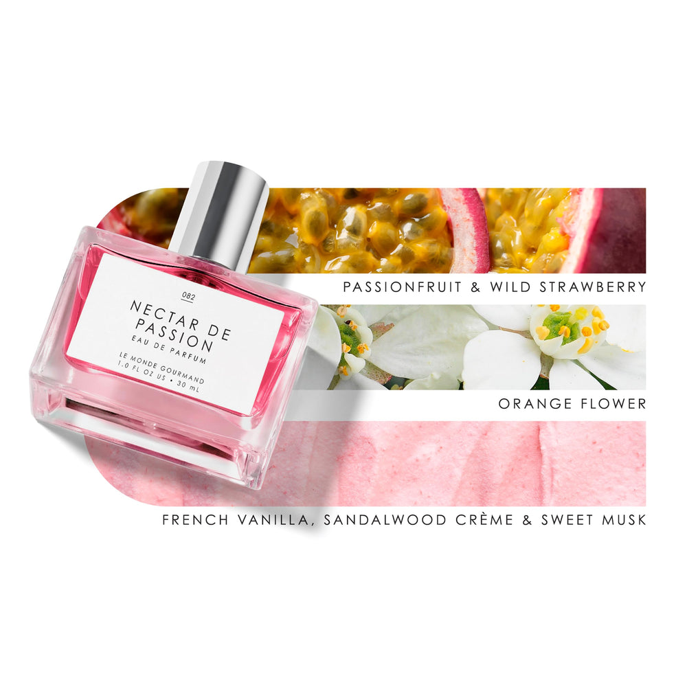 Nectar de Passion fragrance atomizer captures vibrant passionfruit promise for daily wear.