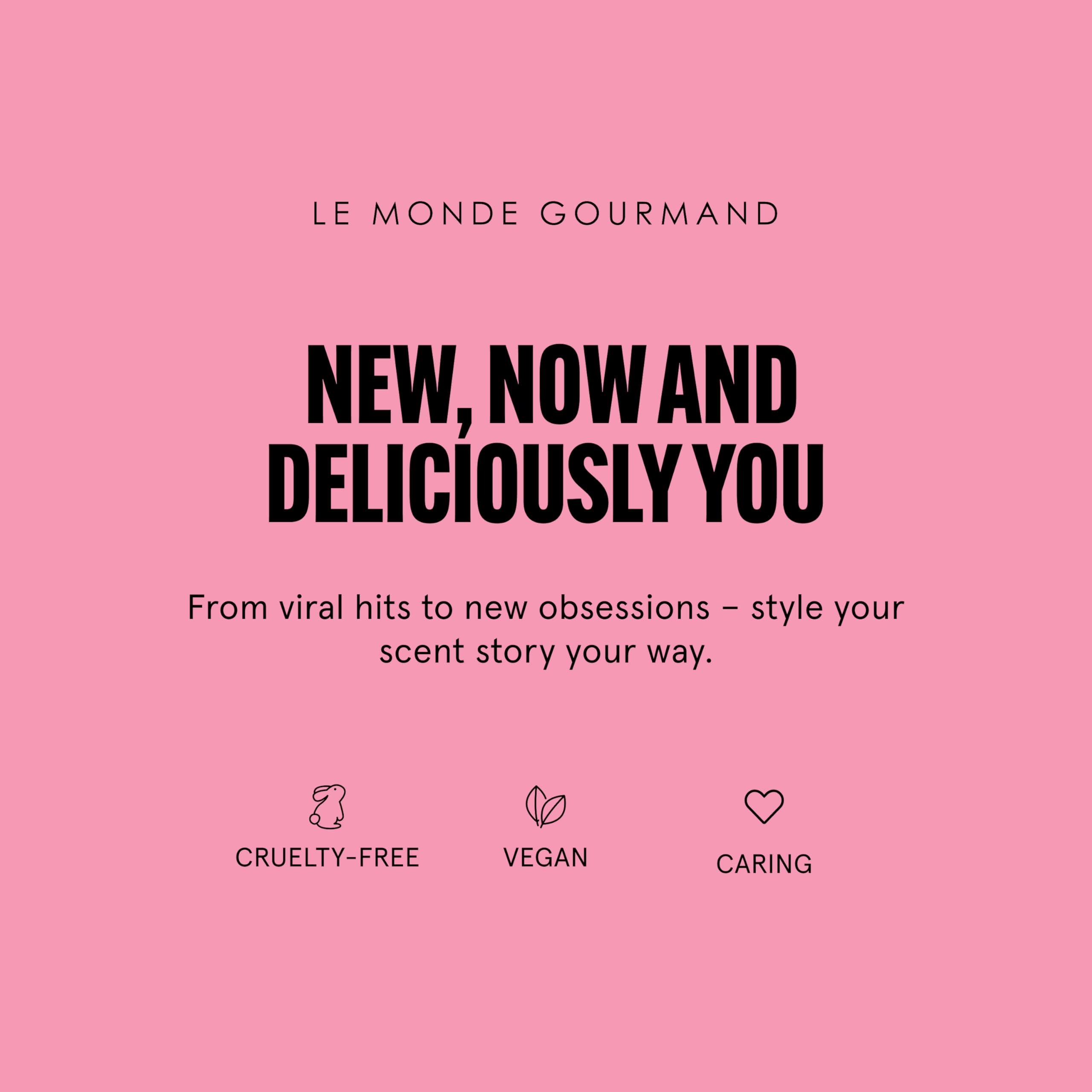 Le Monde Gourmand night-in cozy scene with perfume and blanket mood