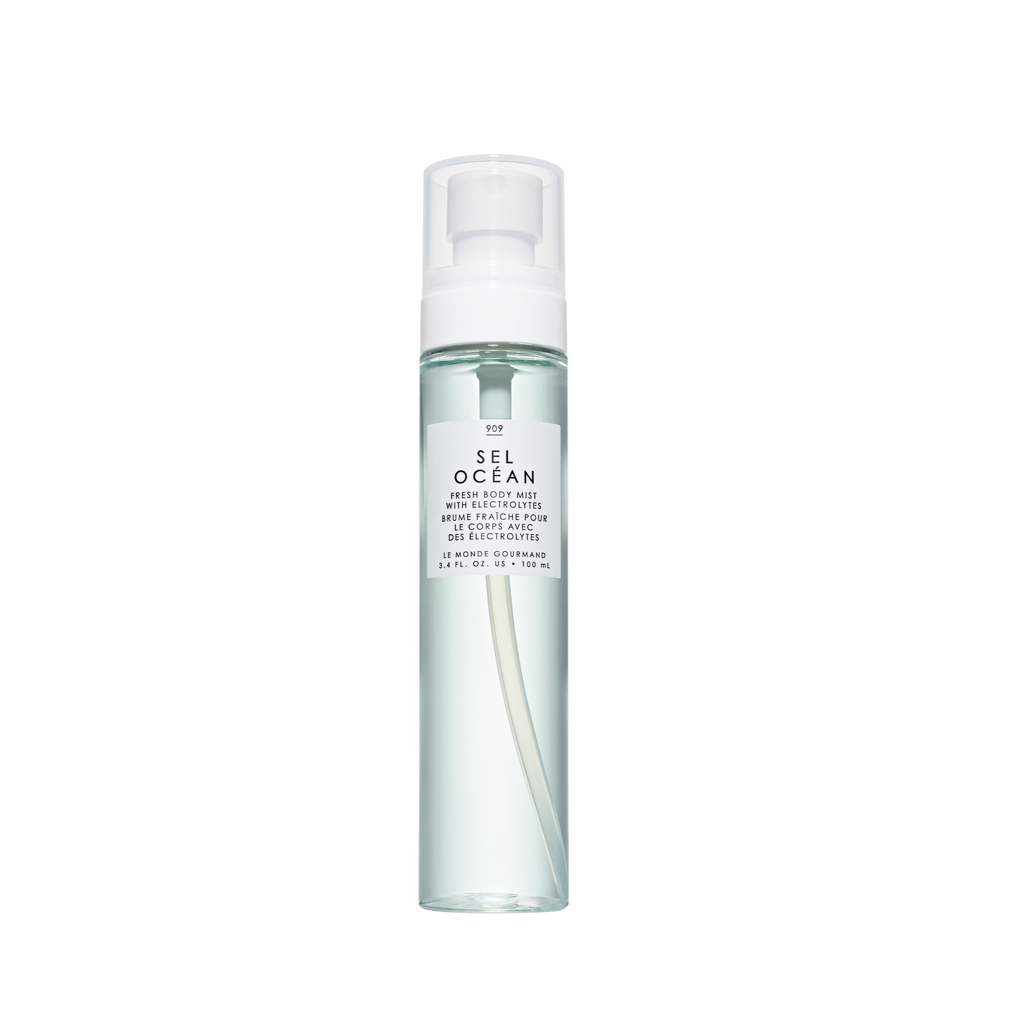 Le Monde Gourmand Sel Océan Fresh Mist bottle delivers oceanic freshness for daily use.