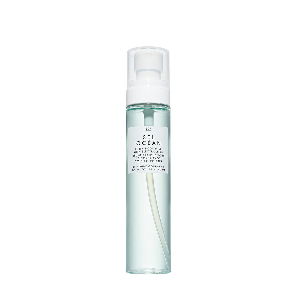 Le Monde Gourmand Sel Océan Fresh Mist bottle delivers oceanic freshness for daily use.